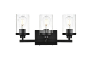 Elegant Lighting - LD7316W18BLK - Three Light Bath Sconce - Saanvi - Black And Clear