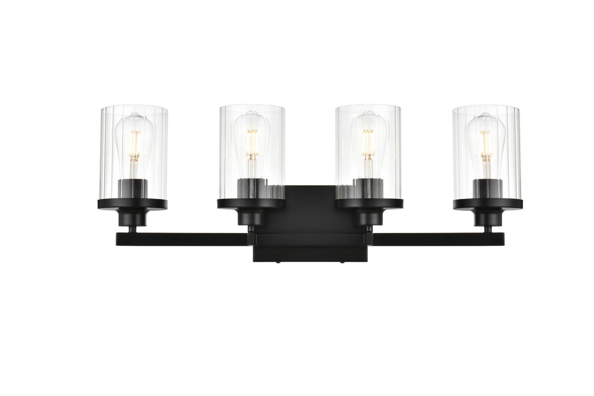 Elegant Lighting - LD7316W25BLK - Four Light Bath Sconce - Saanvi - Black and Clear