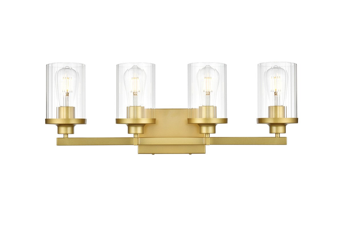 Elegant Lighting - LD7316W25BRA - Four Light Bath Sconce - Saanvi - Brass and Clear