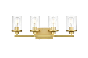 Elegant Lighting - LD7316W25BRA - Four Light Bath Sconce - Saanvi - Brass and Clear