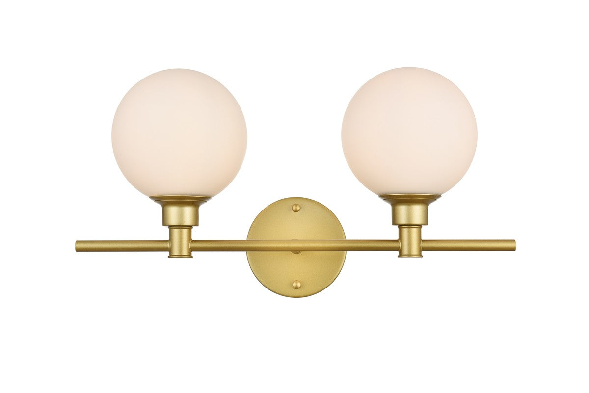 Elegant Lighting - LD7317W19BRA - Two Light Bath Sconce - Cordelia - Brass And Frosted White