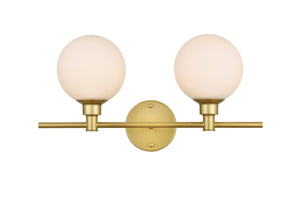 Elegant Lighting - LD7317W19BRA - Two Light Bath Sconce - Cordelia - Brass And Frosted White