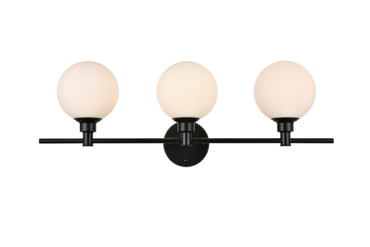 Elegant Lighting - LD7317W28BLK - Three Light Bath Sconce - Cordelia - Black And Frosted White