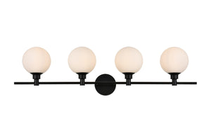 Elegant Lighting - LD7317W38BLK - Four Light Bath Sconce - Cordelia - Black and frosted white