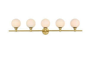 Elegant Lighting - LD7317W47BRA - Five Light Bath Sconce - Cordelia - Brass And Frosted White