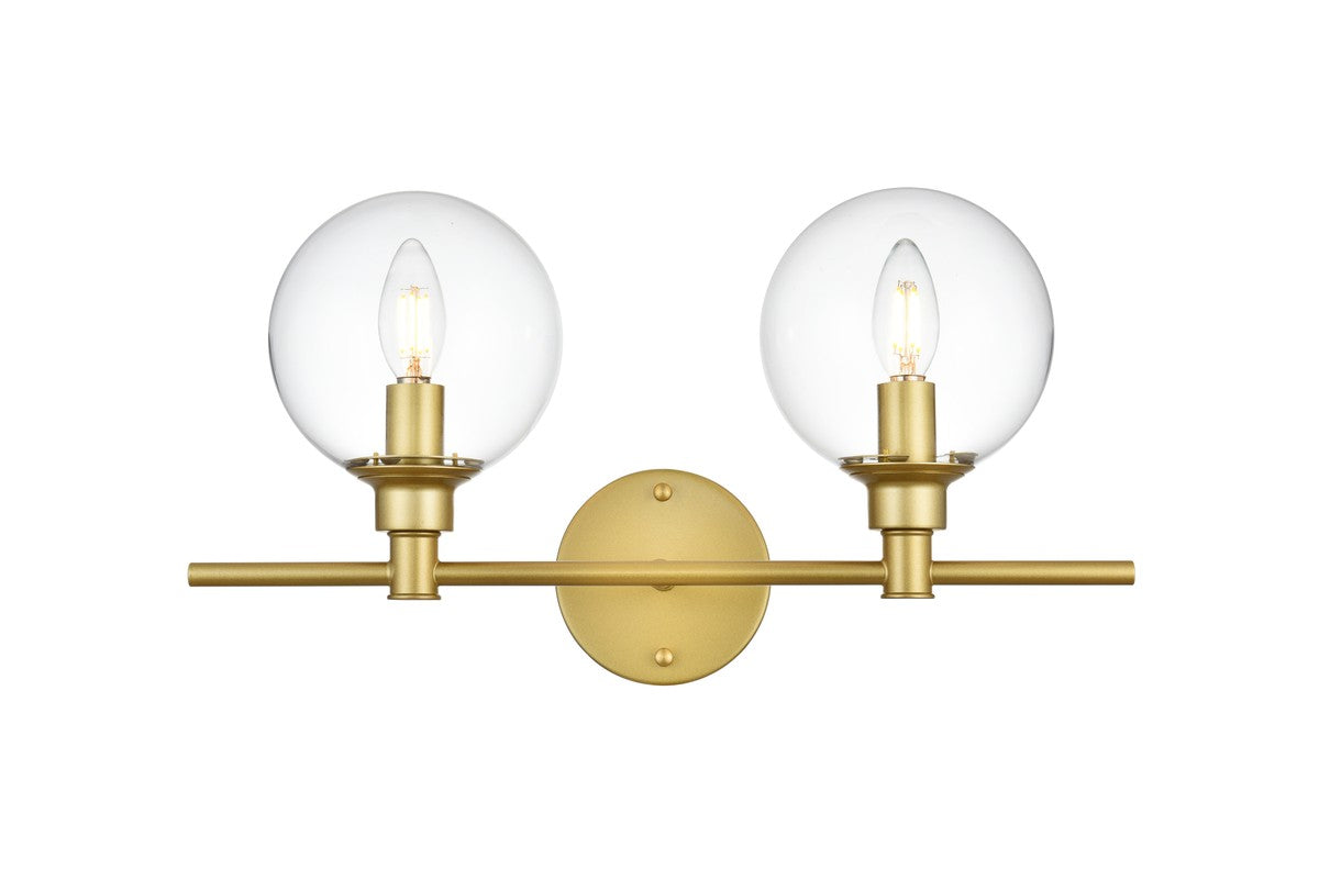 Elegant Lighting - LD7318W19BRA - Two Light Bath Sconce - Jaelynn - Brass And Clear