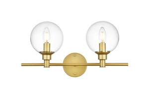 Elegant Lighting - LD7318W19BRA - Two Light Bath Sconce - Jaelynn - Brass And Clear