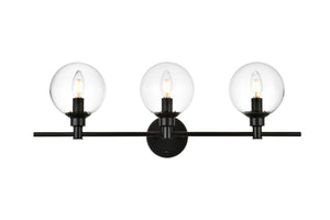 Elegant Lighting - LD7318W28BLK - Three Light Bath Sconce - Jaelynn - Black And Clear