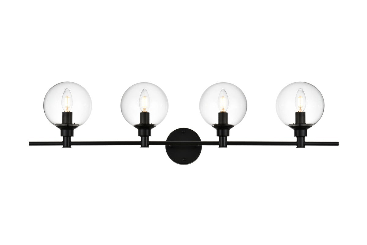 Elegant Lighting - LD7318W38BLK - Four Light Bath Sconce - Jaelynn - Black and Clear