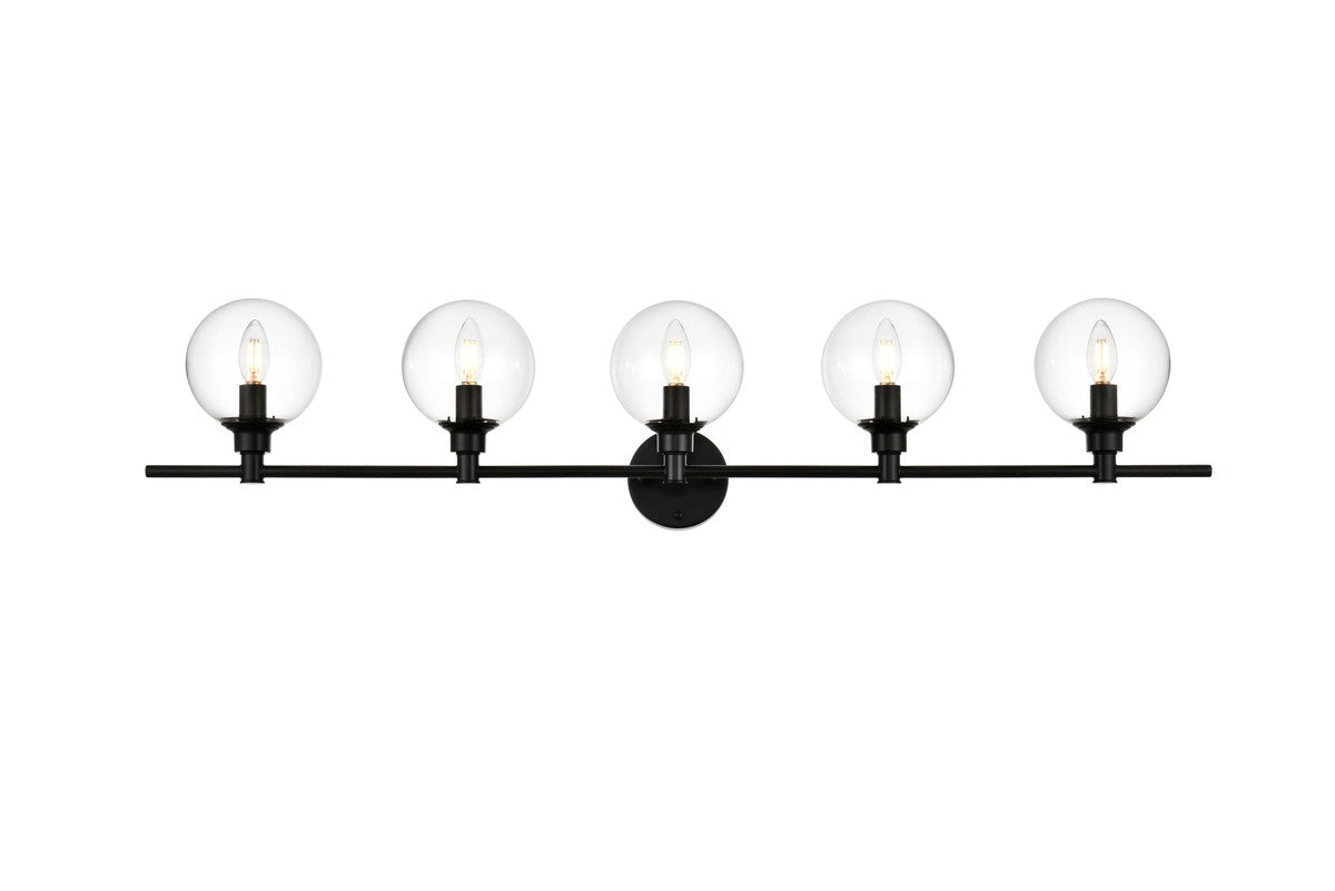 Elegant Lighting - LD7318W47BLK - Five Light Bath Sconce - Jaelynn - Black And Clear