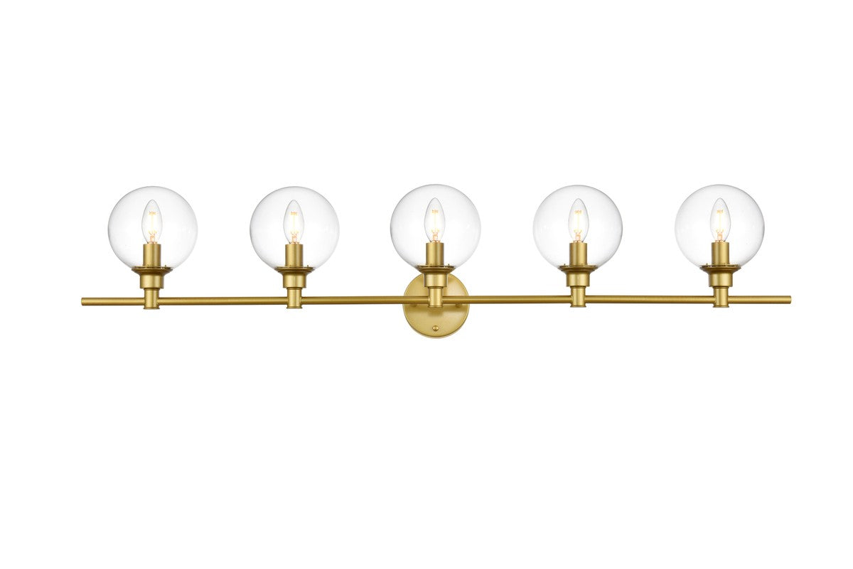 Elegant Lighting - LD7318W47BRA - Five Light Bath Sconce - Jaelynn - Brass And Clear