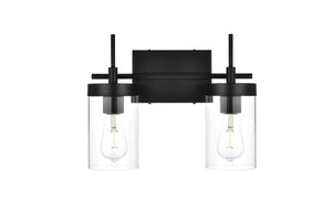 Elegant Lighting - LD7319W14BLK - Two Light Bath Sconce - Benny - Black And Clear