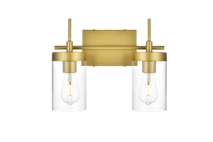 Elegant Lighting - LD7319W14BRA - Two Light Bath Sconce - Benny - Brass And Clear