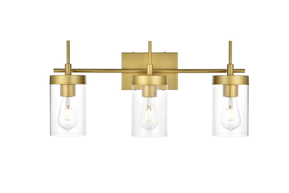 Elegant Lighting - LD7319W24BRA - Three Light Bath Sconce - Benny - Brass And Clear