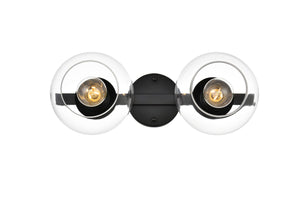 Elegant Lighting - LD7320W17BLK - Two Light Bath Sconce - Rogelio - Black And Clear