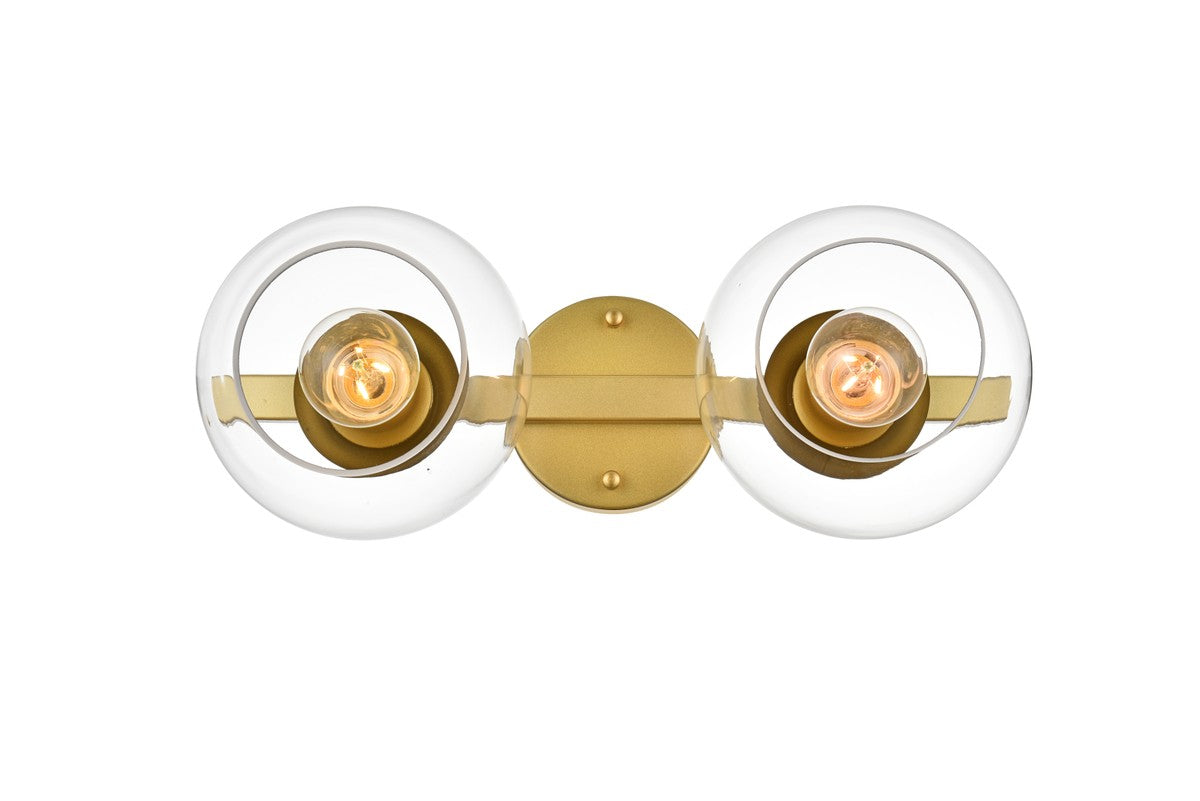 Elegant Lighting - LD7320W17BRA - Two Light Bath Sconce - Rogelio - Brass And Clear