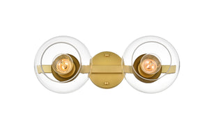 Elegant Lighting - LD7320W17BRA - Two Light Bath Sconce - Rogelio - Brass And Clear