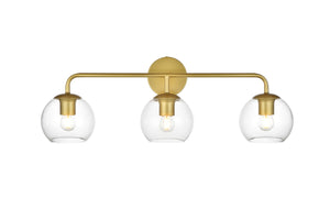 Elegant Lighting - LD7321W28BRA - Three Light Bath Sconce - Genesis - Brass And Clear