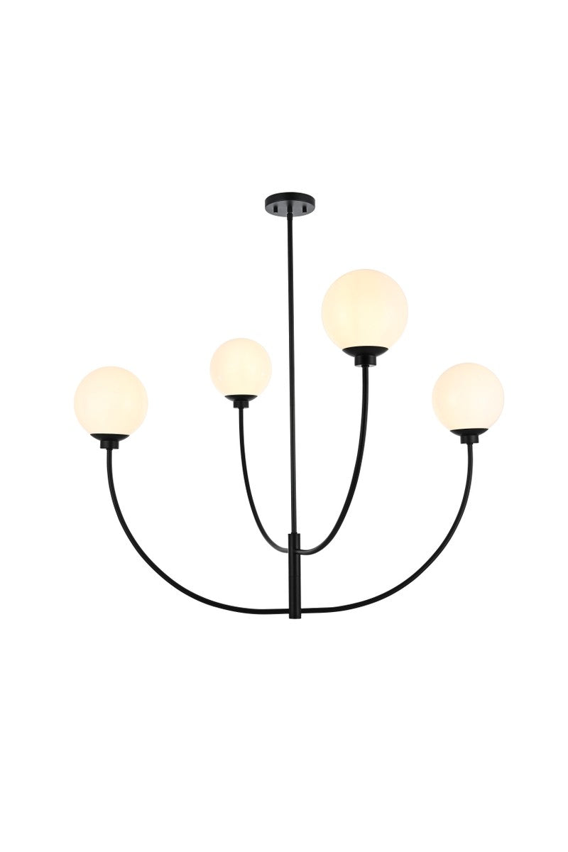 Elegant Lighting - LD814D42BK - Four Light Chandelier - Nyomi - Black