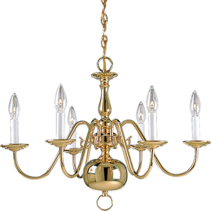 Progress Lighting - P4356-10 - Six Light Chandelier - Americana - Polished Brass