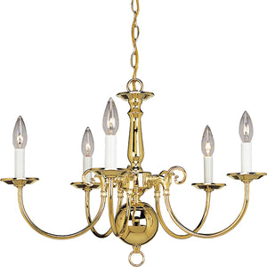 Progress Lighting - P4346-10 - Five Light Chandelier - Americana - Polished Brass