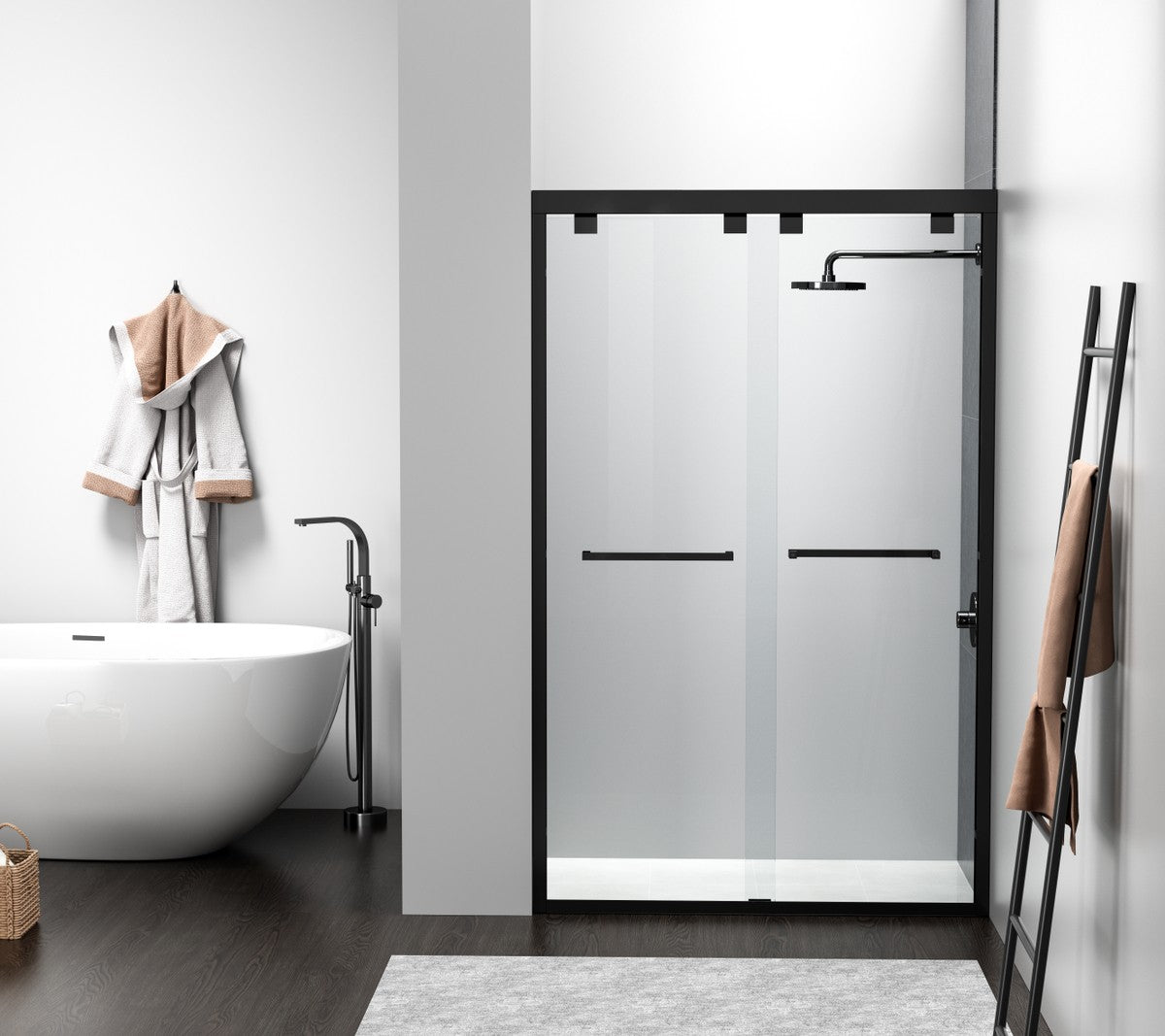 Elegant Lighting - SD303-4876MBK - Shower Door - Warren - Matte Black