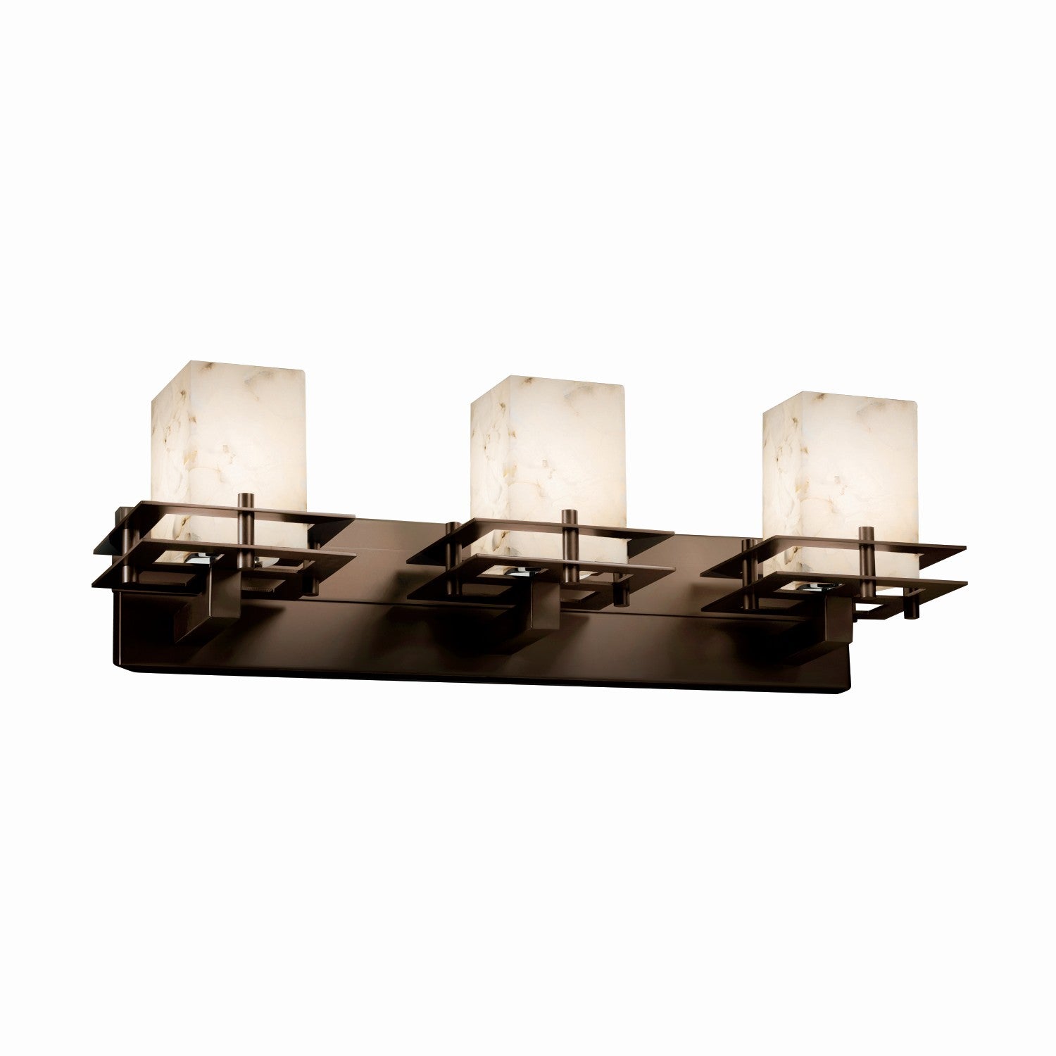 Justice Designs - ALR-8173-15-DBRZ - Three Light Bath Bar - Alabaster Rocks - Dark Bronze