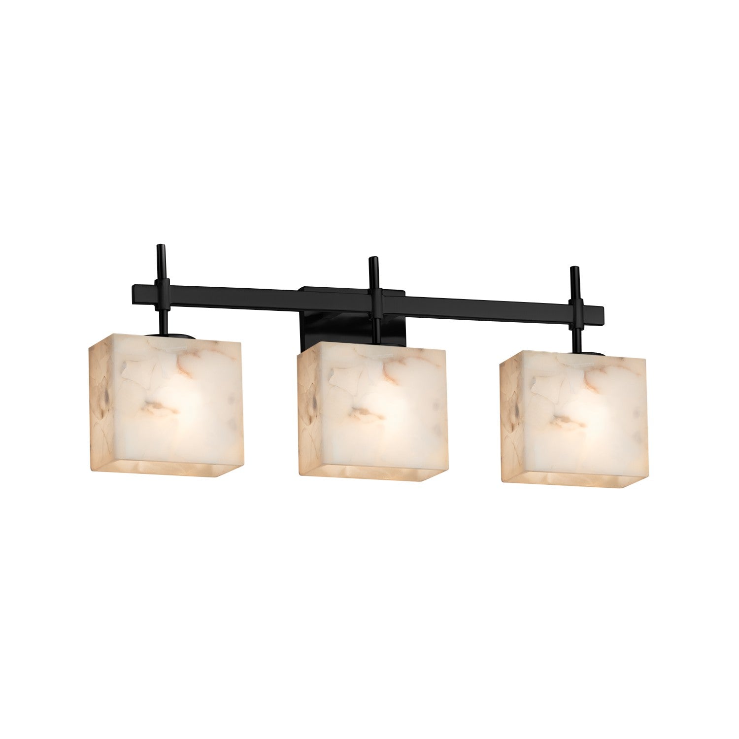 Justice Designs - ALR-8413-55-MBLK - Three Light Bath Bar - Alabaster Rocks - Matte Black