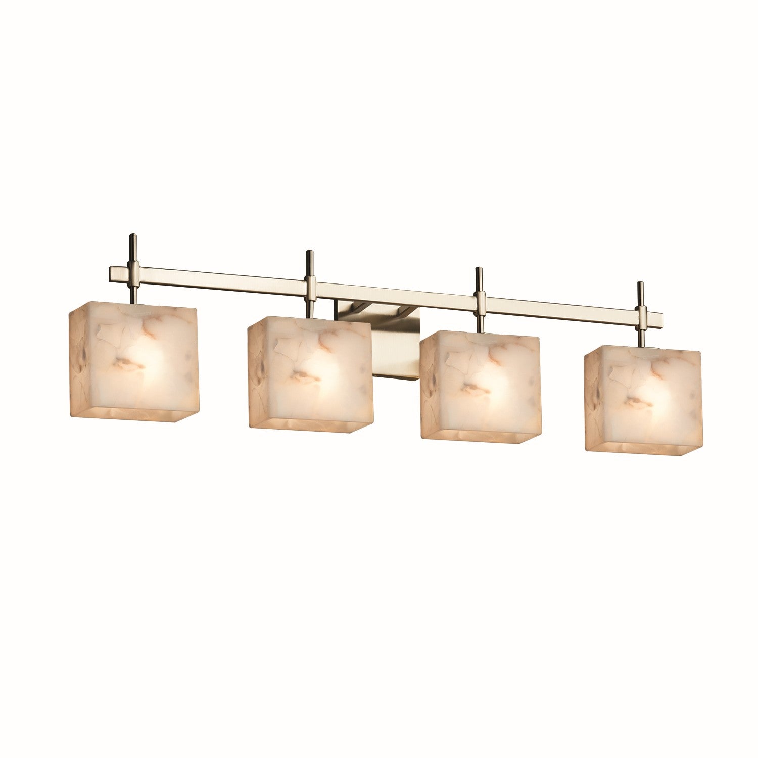 Justice Designs - ALR-8414-55-NCKL - Four Light Bath Bar - Alabaster Rocks - Brushed Nickel