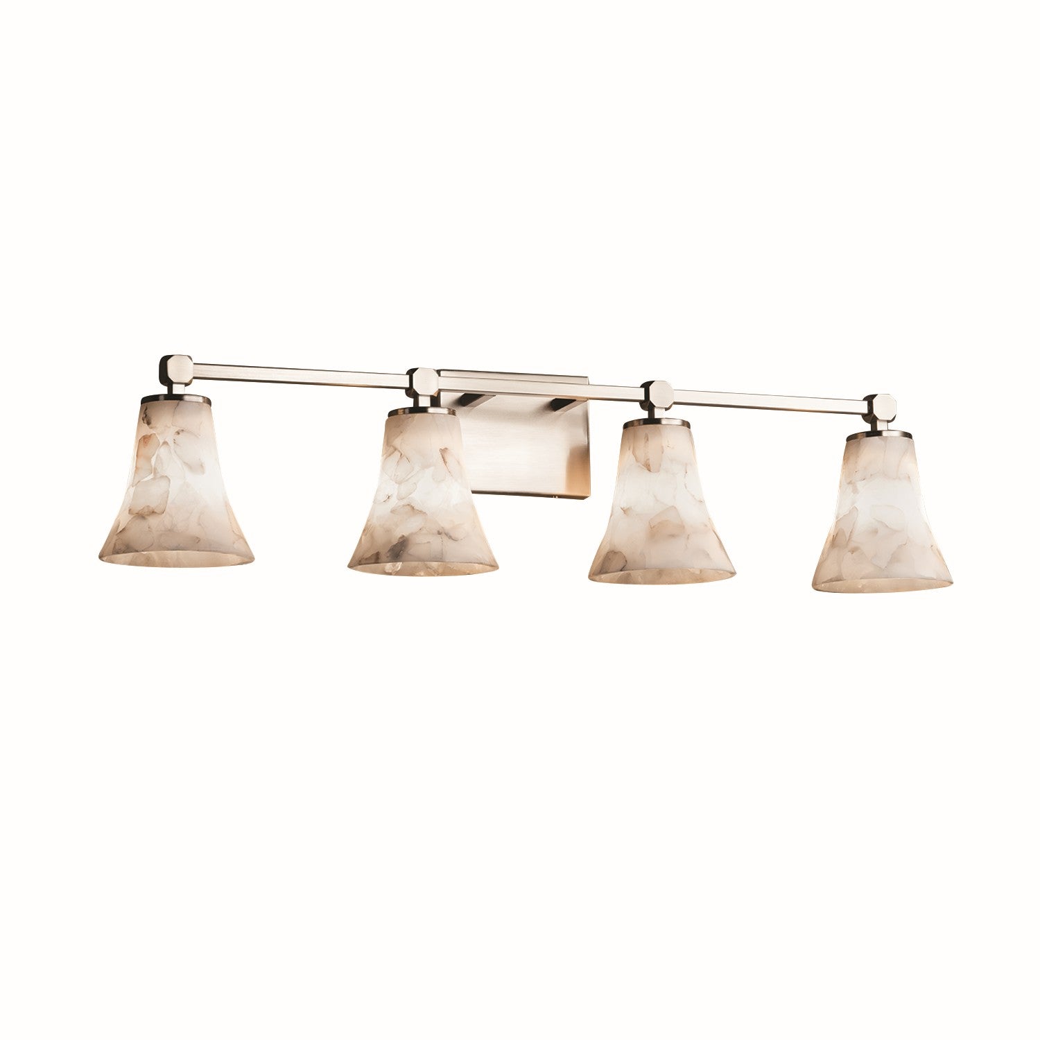 Justice Designs - ALR-8424-20-NCKL - Four Light Bath Bar - Alabaster Rocks - Brushed Nickel