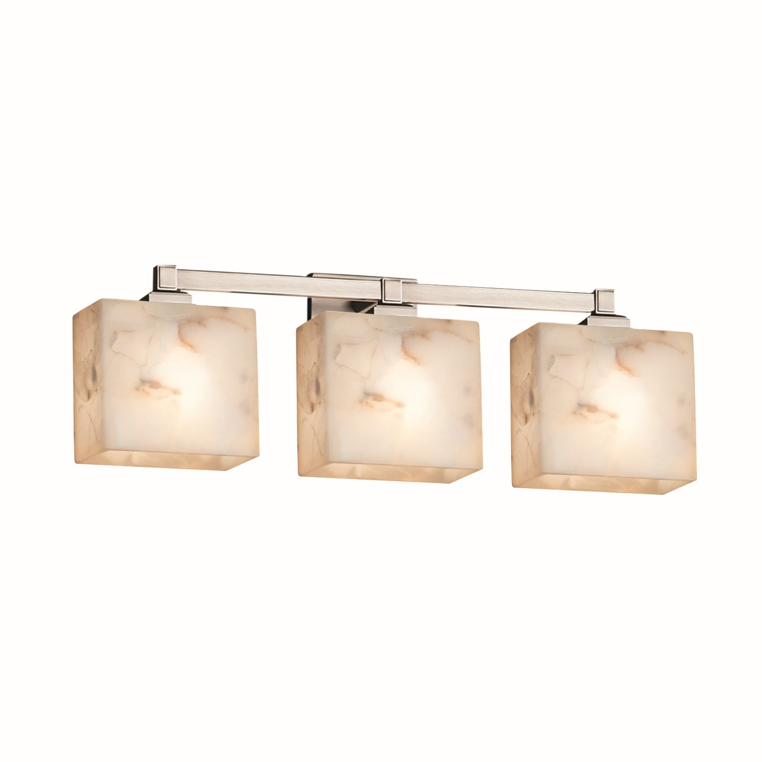 Justice Designs - ALR-8433-55-NCKL - Three Light Bath Bar - Alabaster Rocks - Brushed Nickel