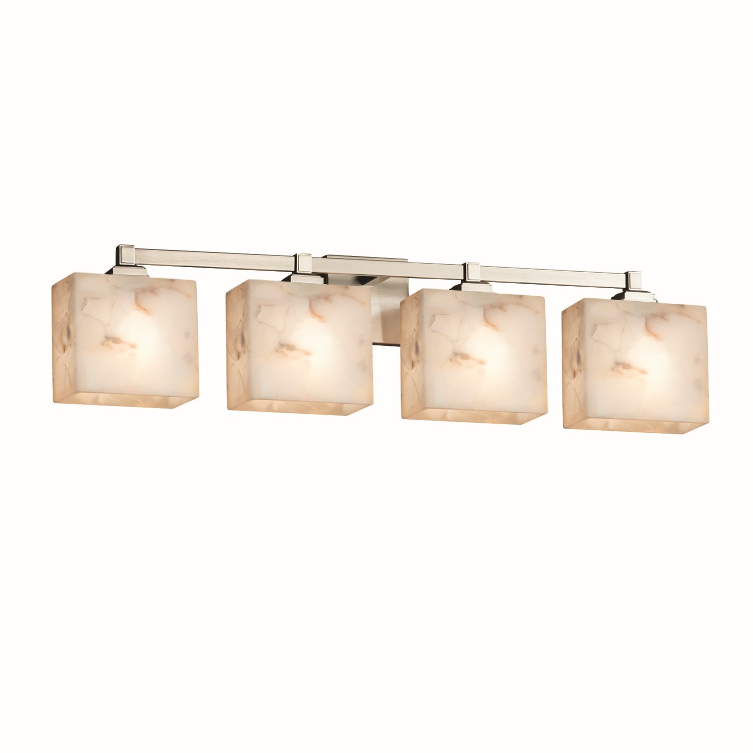 Justice Designs - ALR-8434-55-NCKL - Four Light Bath Bar - Alabaster Rocks - Brushed Nickel