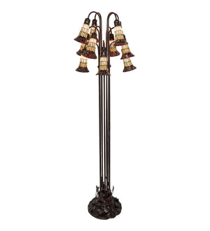 Meyda Tiffany - 251698 - 12 Light Floor Lamp - Stained Glass Pond Lily - Mahogany Bronze