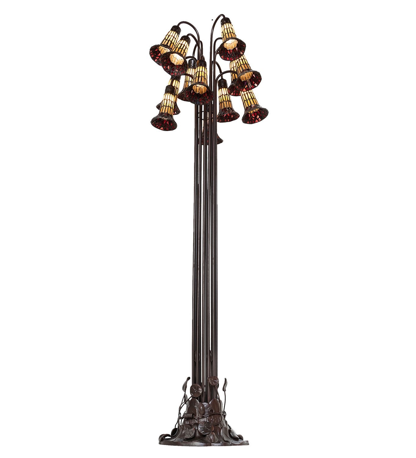 Meyda Tiffany - 251698 - 12 Light Floor Lamp - Stained Glass Pond Lily - Mahogany Bronze