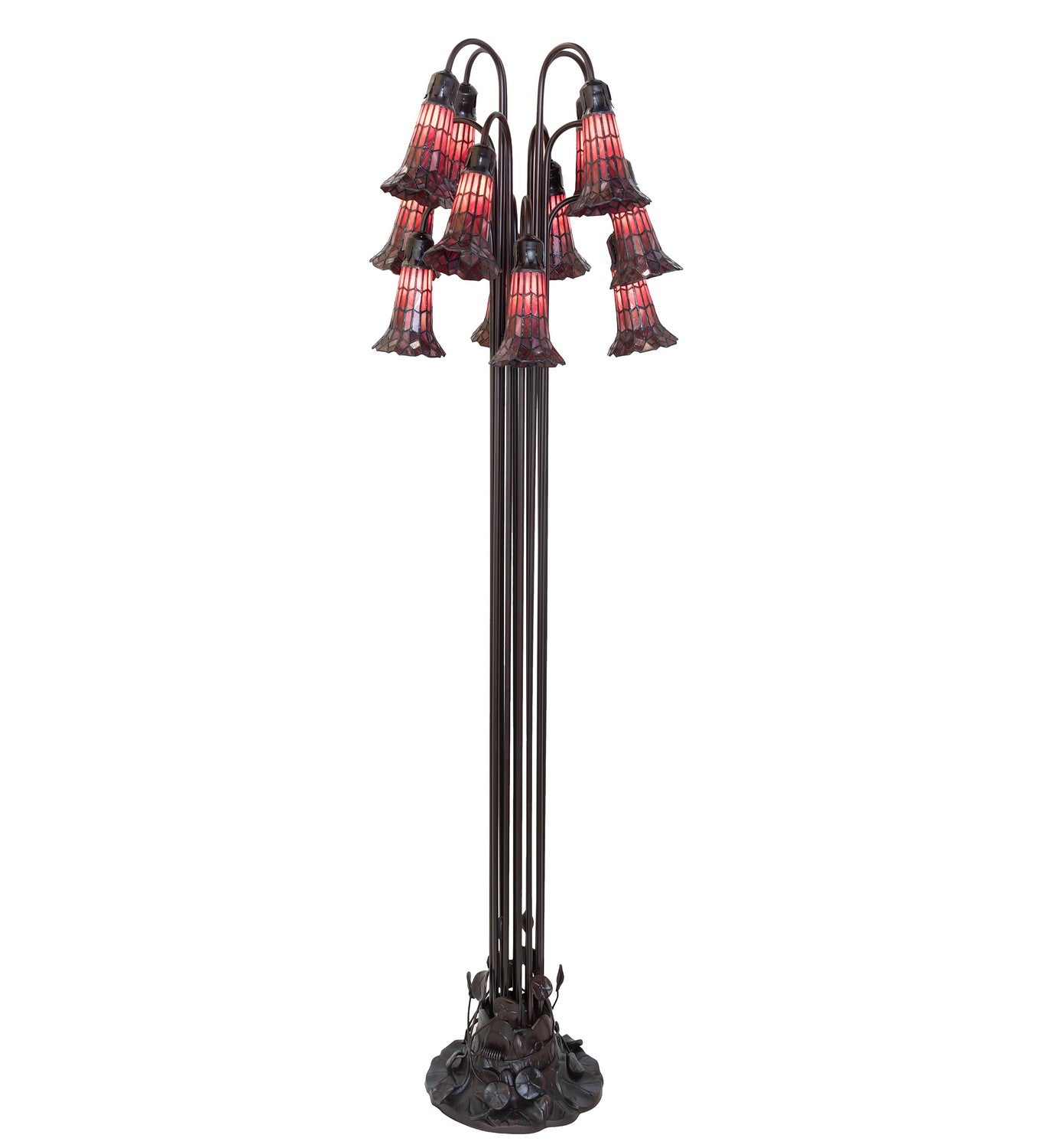 Meyda Tiffany - 251704 - 12 Light Floor Lamp - Stained Glass Pond Lily - Mahogany Bronze