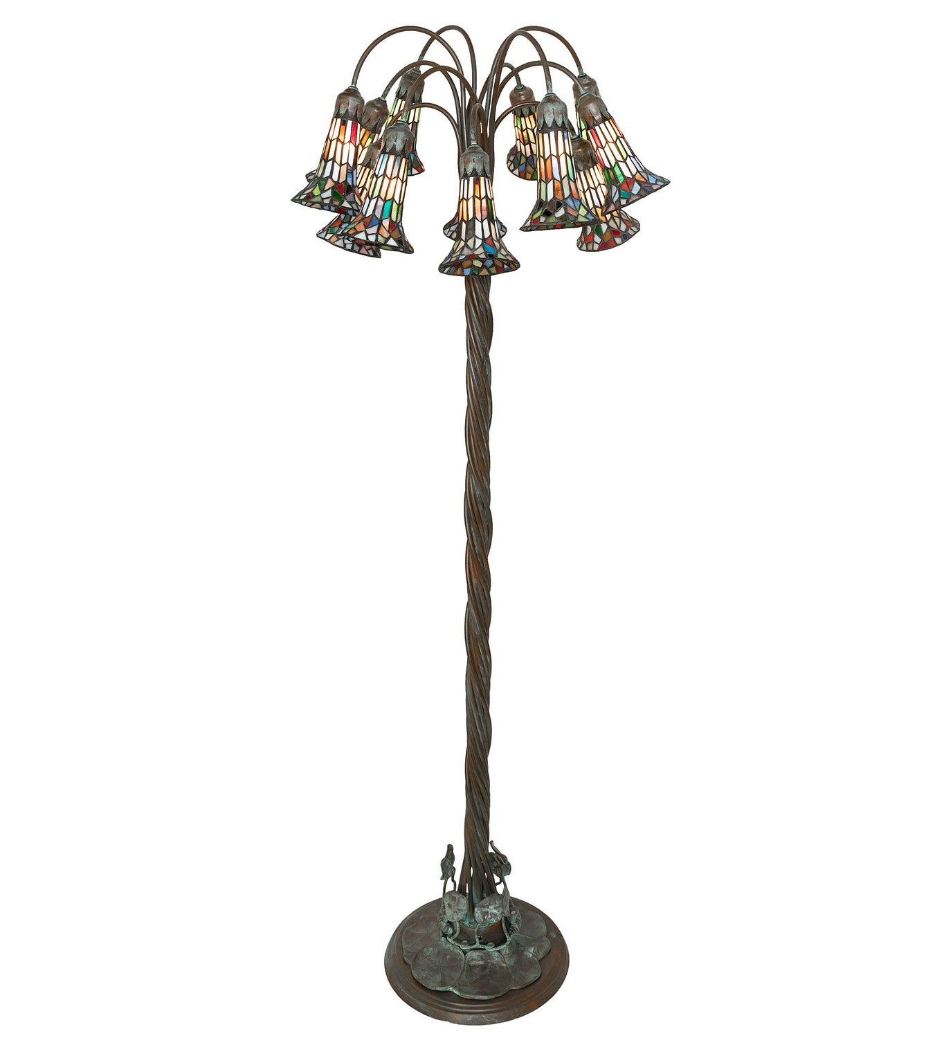 Meyda Tiffany - 262130 - 12 Light Floor Lamp - Stained Glass Pond Lily - Bronze