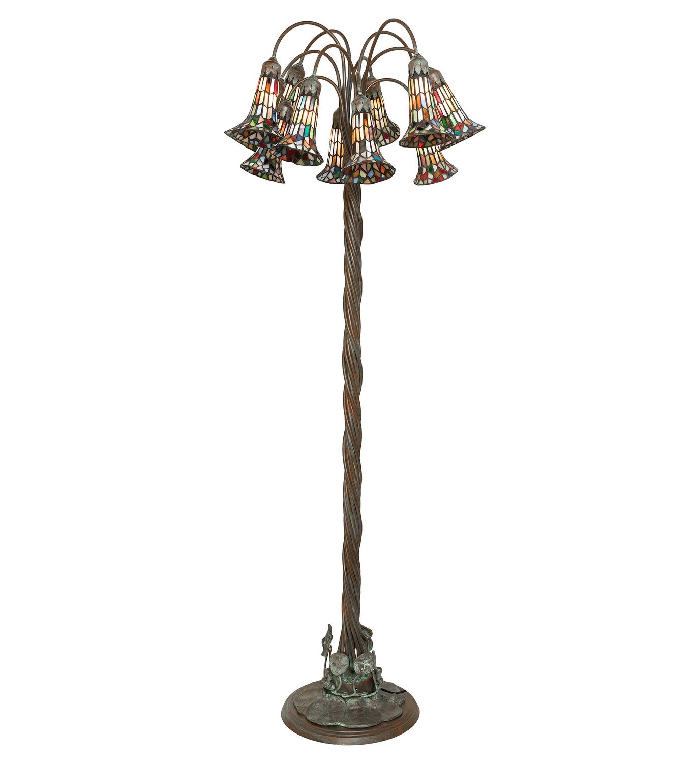 Meyda Tiffany - 262130 - 12 Light Floor Lamp - Stained Glass Pond Lily - Bronze