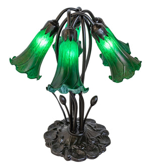 Meyda Tiffany - 262219 - Five Light Table Lamp - Green - Mahogany Bronze