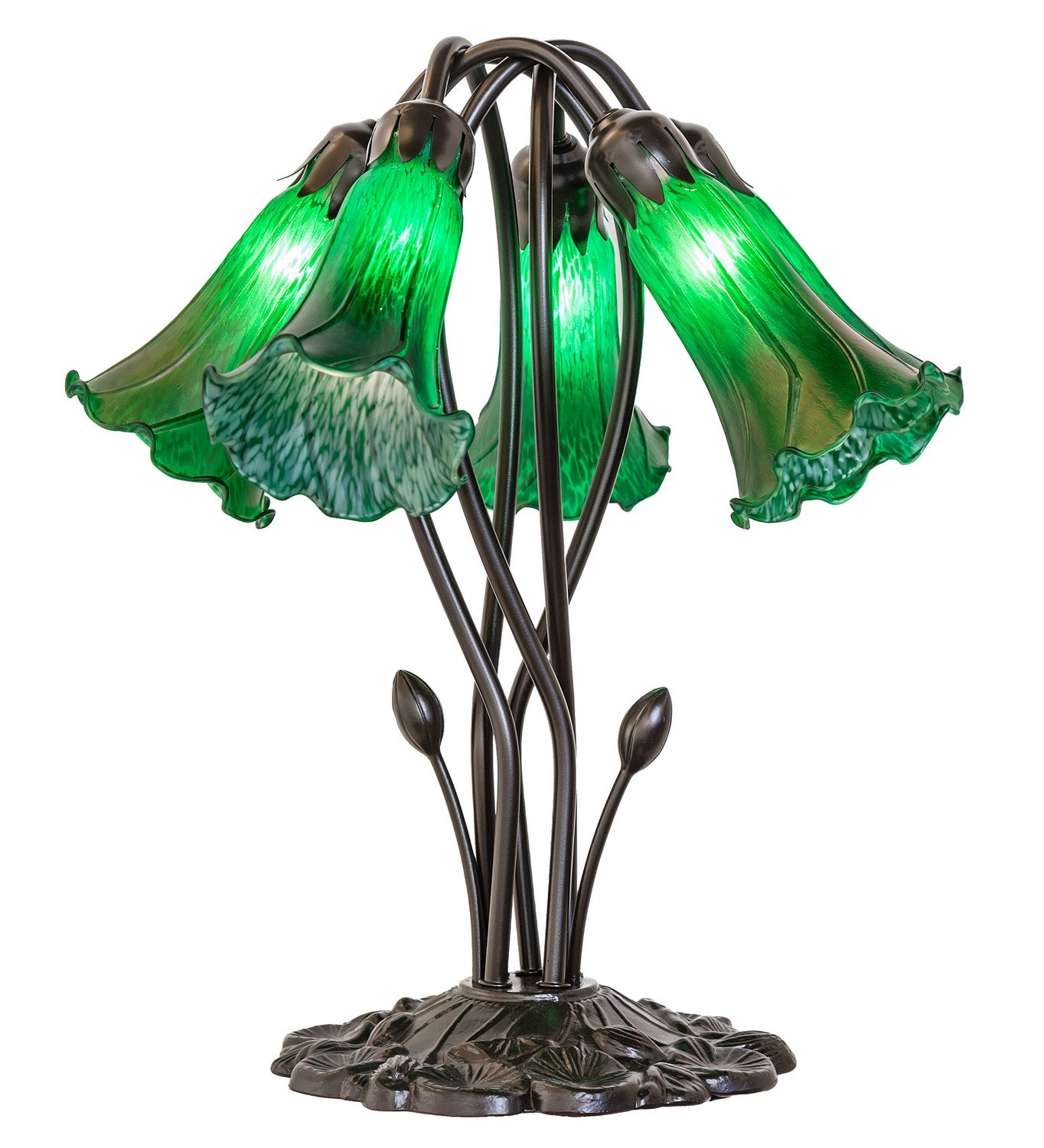 Meyda Tiffany - 262219 - Five Light Table Lamp - Green - Mahogany Bronze