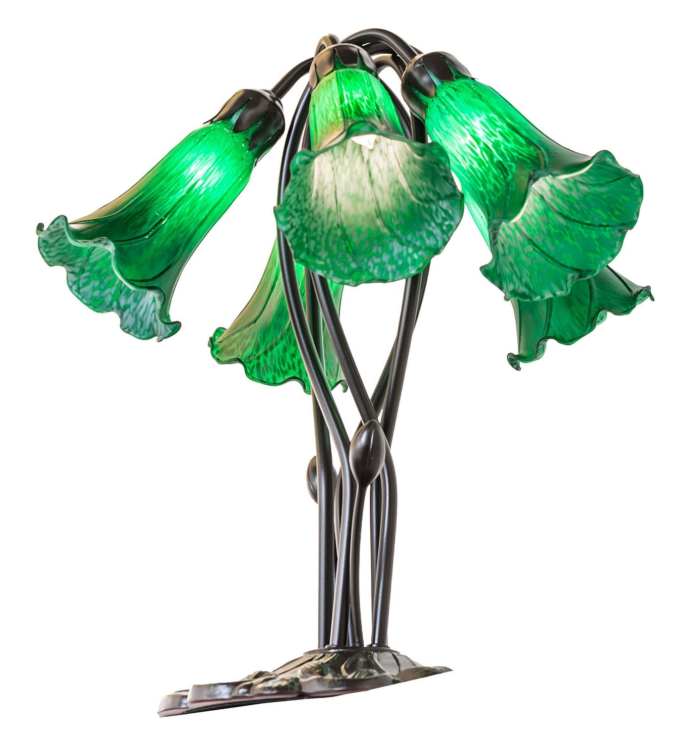 Meyda Tiffany - 262219 - Five Light Table Lamp - Green - Mahogany Bronze