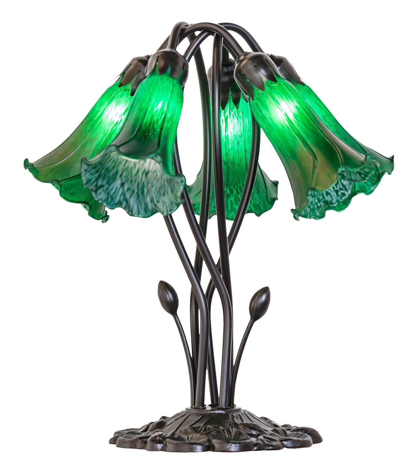 Meyda Tiffany - 262219 - Five Light Table Lamp - Green - Mahogany Bronze