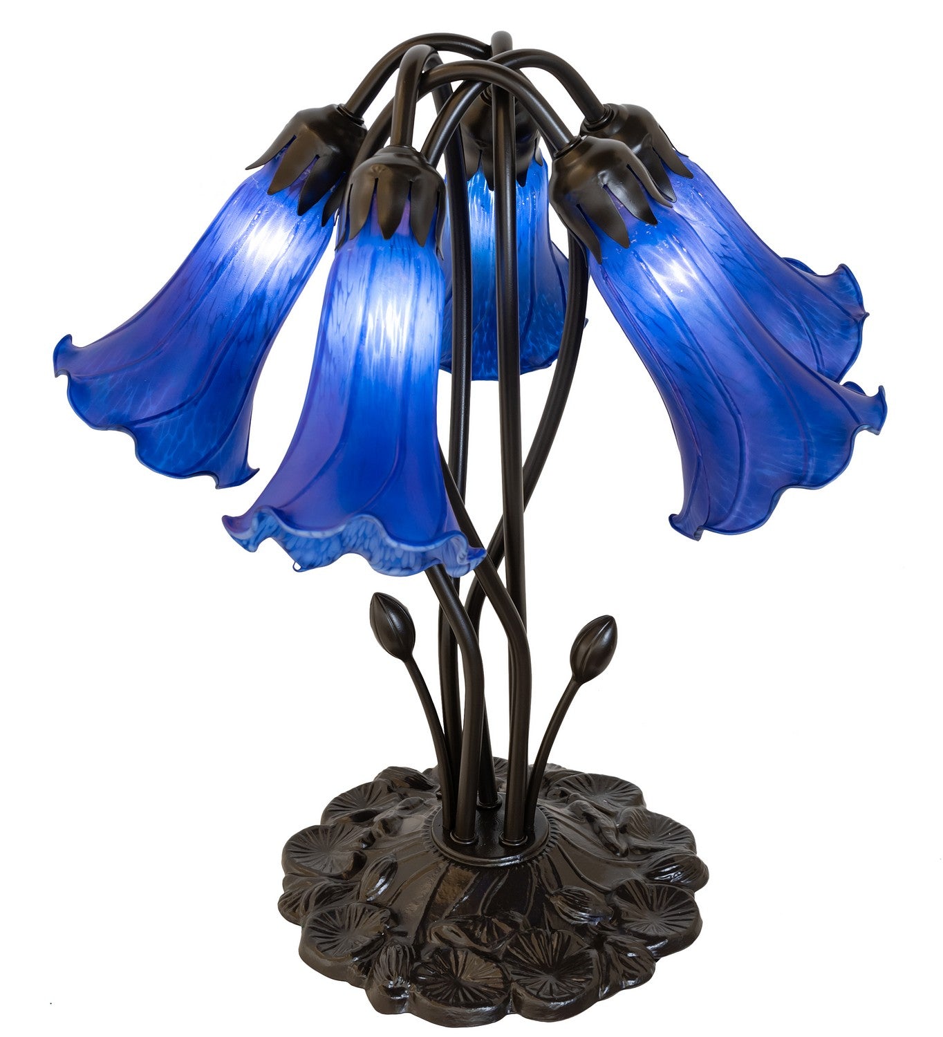 Meyda Tiffany - 262221 - Five Light Table Lamp - Blue - Mahogany Bronze