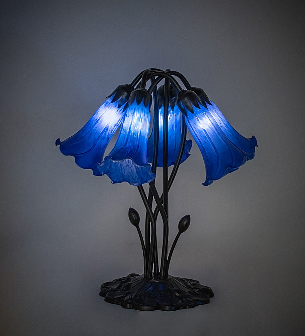 Meyda Tiffany - 262221 - Five Light Table Lamp - Blue - Mahogany Bronze