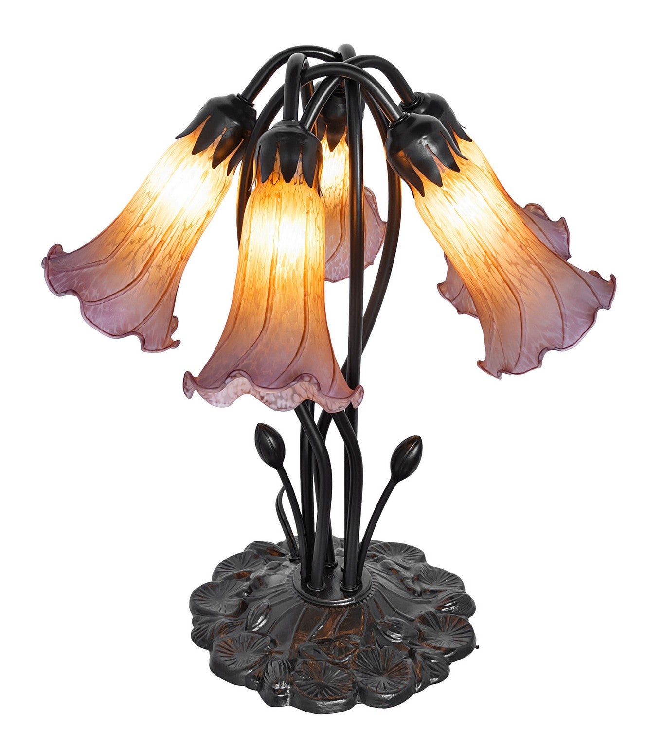 Meyda Tiffany - 262222 - Five Light Table Lamp - Amber/Purple - Mahogany Bronze