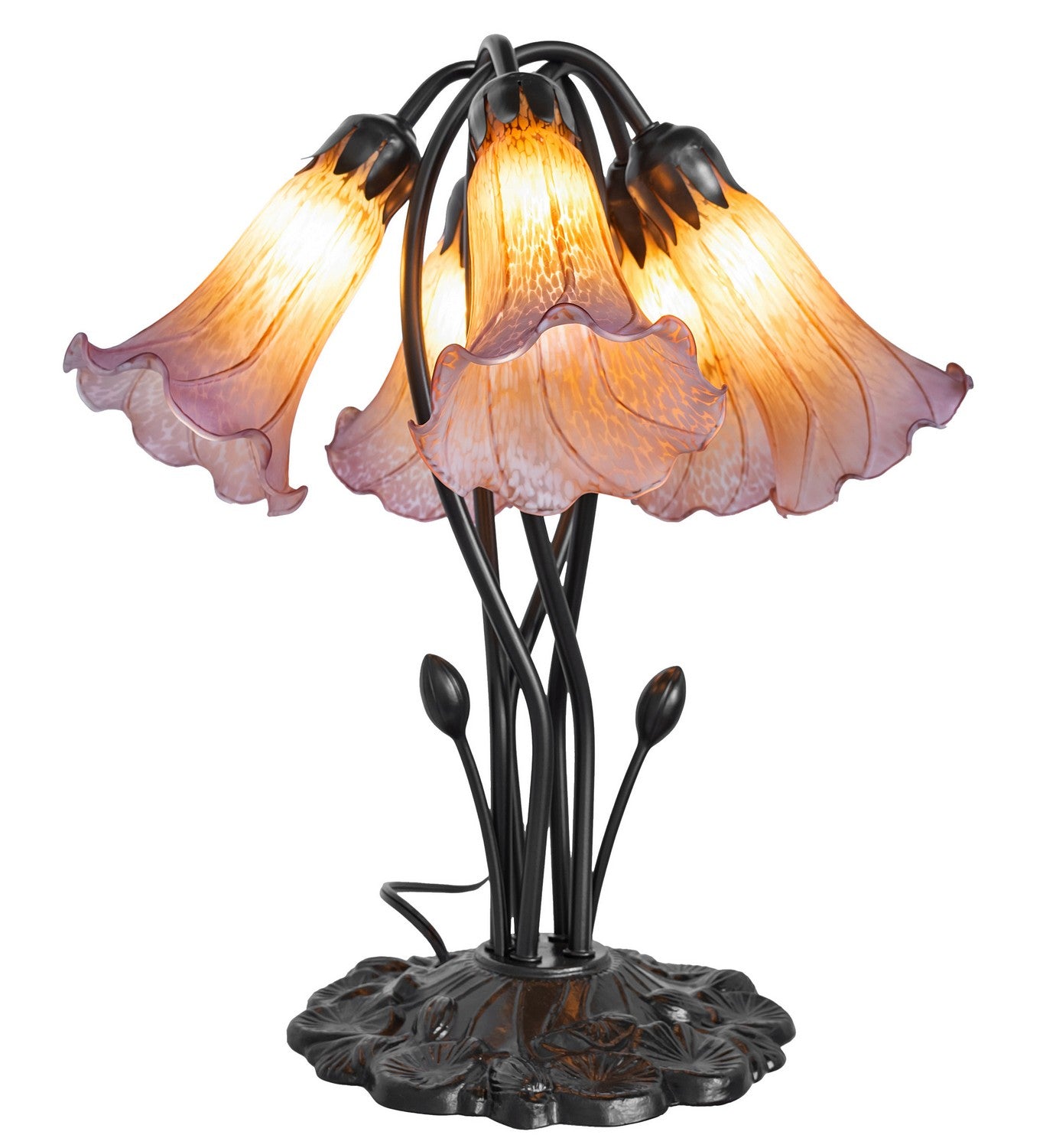 Meyda Tiffany - 262222 - Five Light Table Lamp - Amber/Purple - Mahogany Bronze