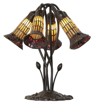 Meyda Tiffany - 262227 - Five Light Table Lamp - Stained Glass Pond Lily - Mahogany Bronze