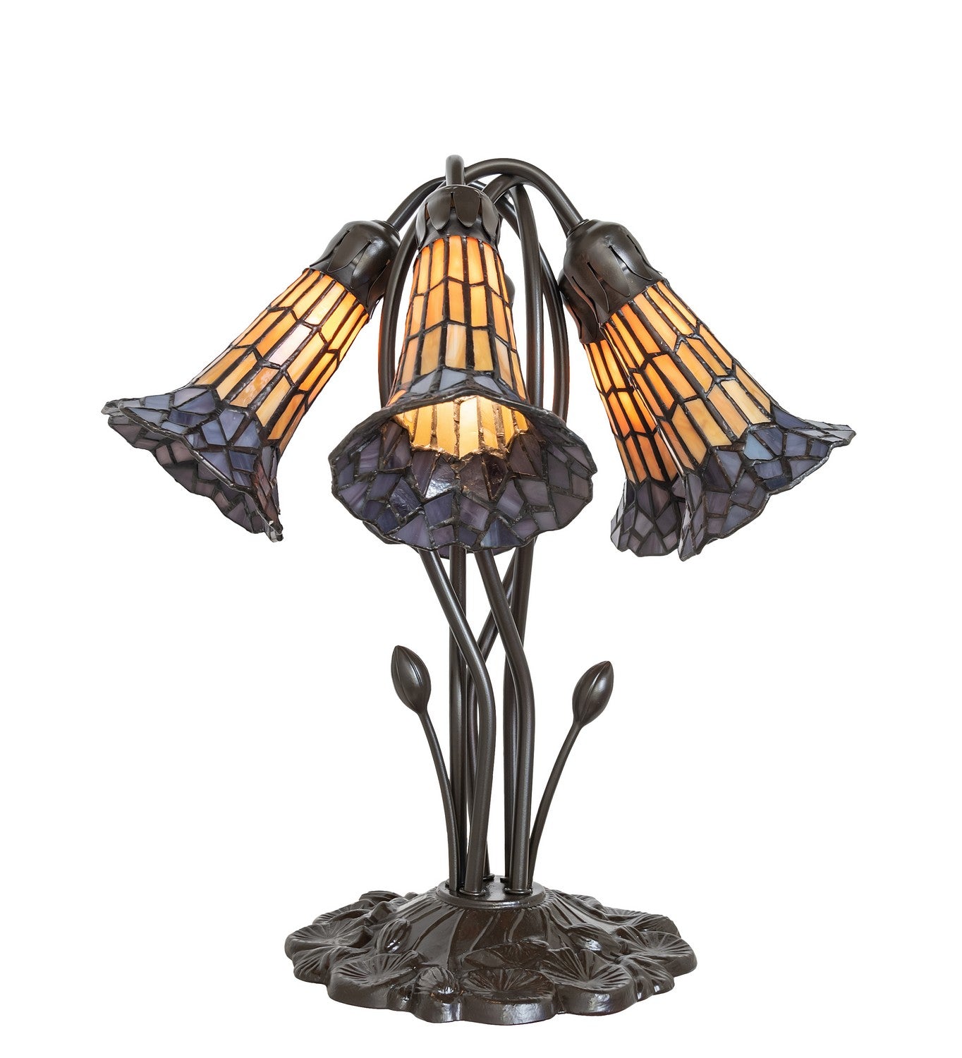 Meyda Tiffany - 262229 - Five Light Table Lamp - Stained Glass Pond Lily - Mahogany Bronze