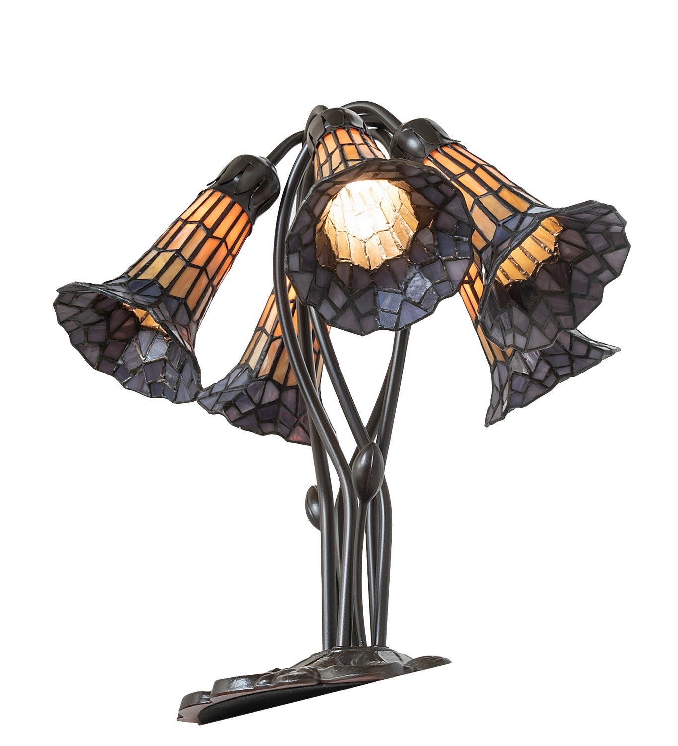 Meyda Tiffany - 262229 - Five Light Table Lamp - Stained Glass Pond Lily - Mahogany Bronze