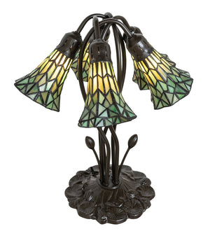 Meyda Tiffany - 262230 - Five Light Table Lamp - Stained Glass Pond Lily - Mahogany Bronze