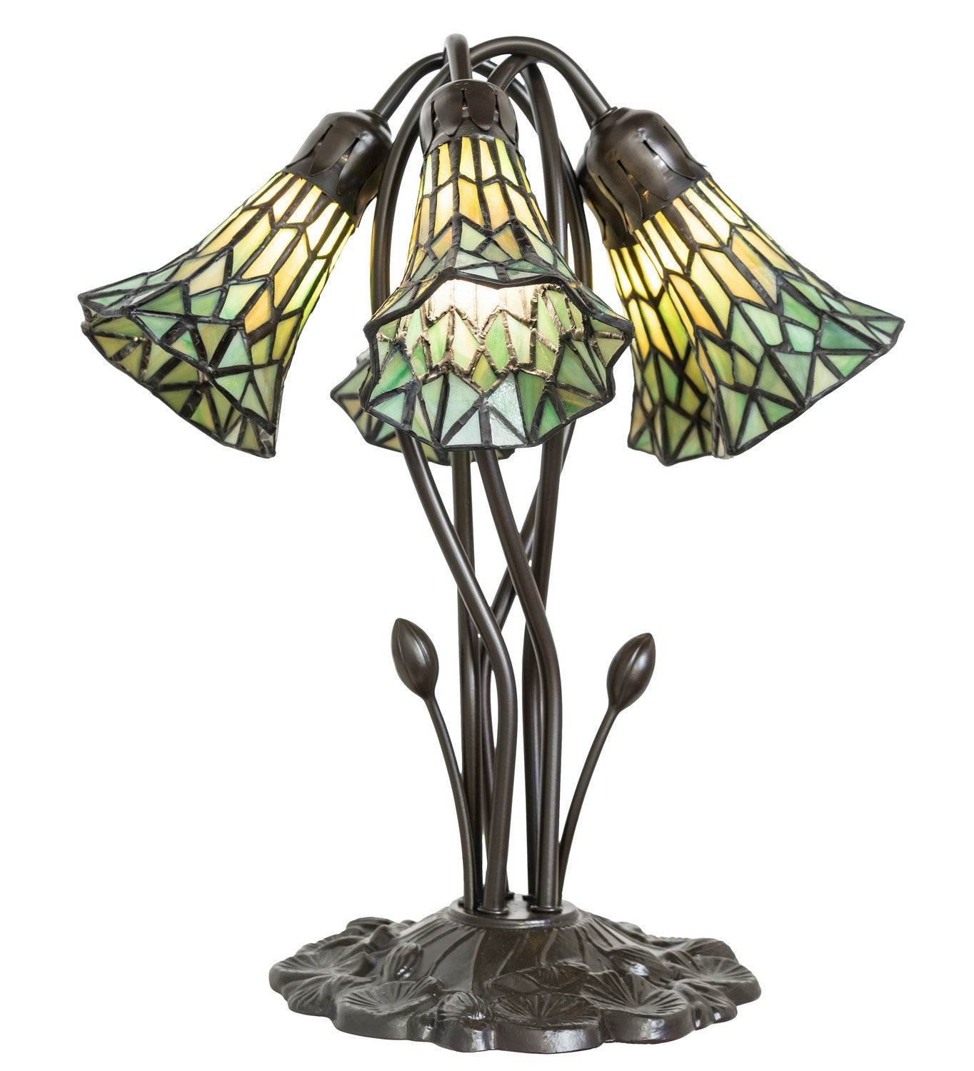 Meyda Tiffany - 262230 - Five Light Table Lamp - Stained Glass Pond Lily - Mahogany Bronze